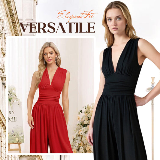 👗 50% RABATT! 🌞 Der Wow-Jumpsuit "Confidence" – Tiefer V-Ausschnitt & figurschmeichelnde Silhouette – perfekt für Frühling und besondere Anlässe ✨