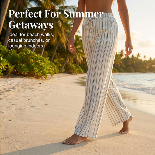 👖 50% RABATT! 🔥 Gestreifte Hose mit Gummibund – Auch in großen Größen erhältlich – Leicht, bequem & perfekt für Sommer, Freizeit oder Homeoffice – lässiger Streifen-Look 🍃