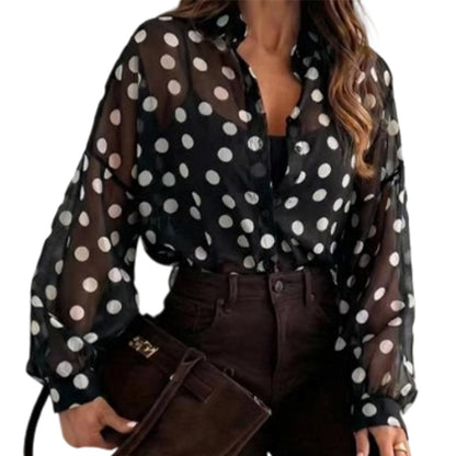 👚 50% RABATT! 🔥 Damen-Hemd mit Knöpfen & Polka-Dots – Klassischer Look, Leichter Stoff & Perfekt Für Einen Stilvollen Alltag 🌸