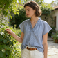 👚 50% RABATT! 🌸 Damen Gestreiftes Rüschen-Oberteil mit Kappärmeln & V-Ausschnitt – Romantisches Design, Leichter Stoff & Perfekt Für Den Alltag ✨