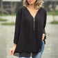 👚 50% RABATT! ✨ Doppelschichtige Weiche Oberteile mit V-Ausschnitt-Reißverschluss & 3/4-Ärmeln – Elegant, Bequem & Perfekt Für Den Alltag 🌸