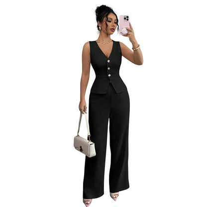 👚 50% RABATT! 💃 Damen Ärmelloses Weste & Weite Hose 2-teiliges Set – Mischgewebe, Lässiger Stil & Perfekt Für Den Alltag Oder Leichte Bürotage 🌸
