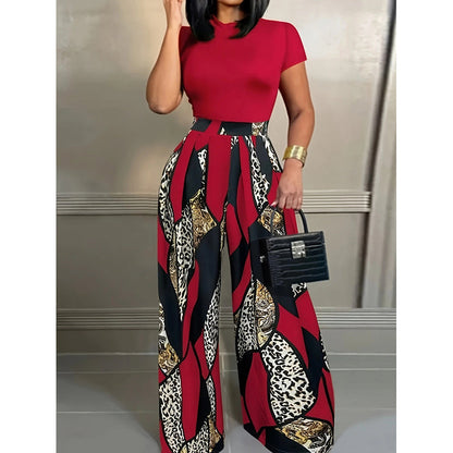👚 50% RABATT! 👗 Damen Oberteil & Weithose 2-teiliges Set – Hohe Taille, Lebhafter Print & Ideal Für Einen Stilvollen Auftritt Im Sommer 🎨