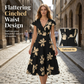 👗 60% RABATT! 🌺 Damen Freizeitkleid mit Print, V-Ausschnitt & Rüschen – Leichter Stoff & romantischer Stil – Perfekt für warme Tage, Strand oder einen feminine Look im Alltag ☀️✨