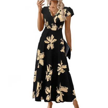 👗 60% RABATT! 🌺 Damen Freizeitkleid mit Print, V-Ausschnitt & Rüschen – Leichter Stoff & romantischer Stil – Perfekt für warme Tage, Strand oder einen feminine Look im Alltag ☀️✨