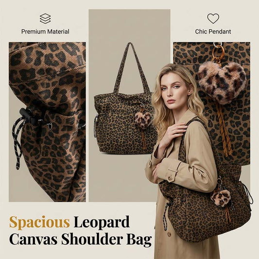 👜 50% RABATT! 🐆 Canvas-Schultertasche mit Leoprint – Lässig, Robust & Ideal Für Den Alltag, Einkäufe Oder Kurze Ausflüge 🛍️