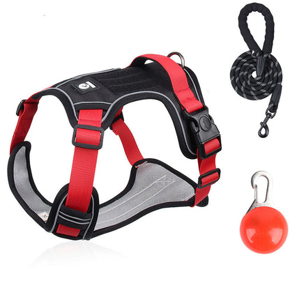 🐕 50% RABATT! 🔦 Hundegeschirr Ohne Zugkraft mit Leine & LED-Halsband – Lindert Druck, Weiches Nylon & Ideal Für Nächtliche Spaziergänge & Training 🌙