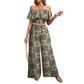 👚 50% RABATT! 🌴 Damen Zweiteiliges Set mit Tropenblatt-Print & Off-Shoulder-Top – Leichter Stoff, Lässiger Schnitt & Perfekt Für Einen Modischen Sommerlook 💃
