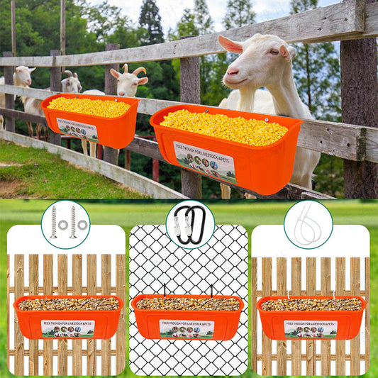 🐐 50% RABATT! 🐔 Hängender Zaunfuttertrog für Ziegen, Hühner & Nutztiere – Futterersparnis, saubere Fütterung & wetterfest 🌾