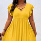 👗 50% RABATT! ⏰ Damenkleid mit V-Ausschnitt & Rüschenbesatz – inklusive kostenloser Halskette – Romantischer Look, leichter Stoff & perfekt für Frühling, Sommer oder besondere Anlässe 🌸
