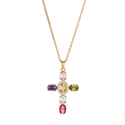 🌈 KAUFE 2, ERHALTE 1 GRATIS! ⛓️ Halskette mit Regenbogenkreuz-Anhänger – Farbenfroh, leicht & langlebig – Perfektes Accessoire für jeden Tag & als Geschenk ✨