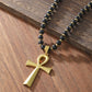 💎 50% RABATT! ✝️ Vintage Kreuzanhänger-Halskette mit Hämatitperlen – Mystisch, elegant & perfekt als individuelles Statement ✨