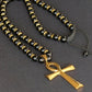 💎 50% RABATT! ✝️ Vintage Kreuzanhänger-Halskette mit Hämatitperlen – Mystisch, elegant & perfekt als individuelles Statement ✨