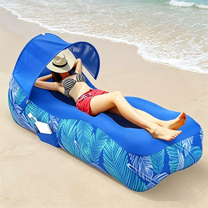 🪑 50% RABATT! ☀️ Aufblasbarer Strandliege-Luftsessel mit Sonnenschutz – Leicht, kompakt & perfekt für Strand, Pool oder Camping 🌊