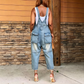 👖 50% RABATT! 🔘 Damen Jeans-Latzhose mit Knopfleiste vorne – schmal zulaufend – Figurumschmeichelnd, lässig & perfekt für einen trendigen Streetwear-Look ✨