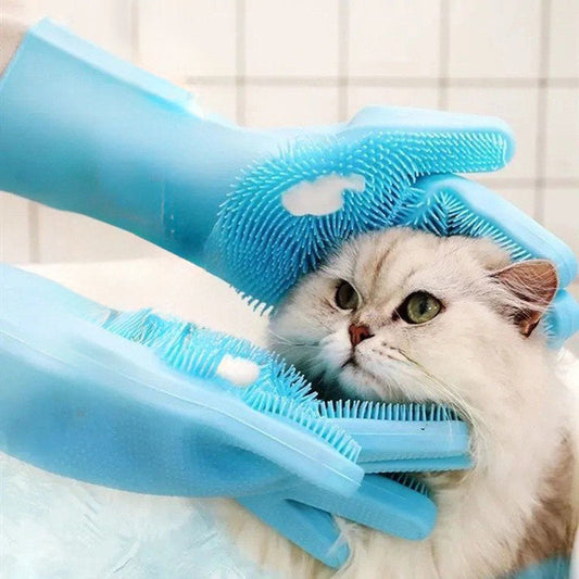 🧤 50% RABATT! 🐾 Haustier-Pflegehandschuhe mit fünf Fingern für Massage & Baden – Sanfte Borsten, rutschfest & perfekt für Hunde und Katzen – entfernt loses Fell schonend 🛁