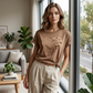 👚 50% RABATT! ✨ Lässiges Damen-Oberteil mit Kurzarm und Print – Bunter Look, weicher Stoff & perfekt für Sommer, Strand oder Freizeit – leicht kombinierbar 🌸