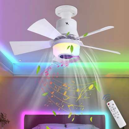 🌀 50% RABATT! 🎵 Intelligenter Deckenventilator mit RGB-Beleuchtung & Bluetooth-Lautsprecher – 3 Stufen, Fernbedienung & E27-Sockel – Perfekt für Wohnzimmer, Schlafzimmer oder Büro – Licht, Musik & Luft in einem Gerät 💡