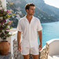 👕 50% RABATT! 🌴 Texturiertes Herren-Camp-Collar-Hemd – Knitter-Effekt, bügelfrei & leicht – Perfekt für heiße Tage, Strandurlaub oder entspannte Sommerabende 🏖️