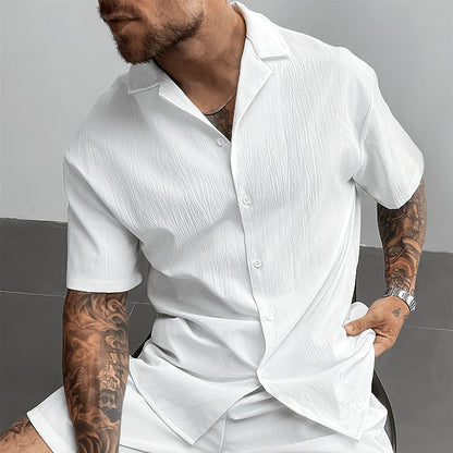👕 50% RABATT! 🌴 Texturiertes Herren-Camp-Collar-Hemd – Knitter-Effekt, bügelfrei & leicht – Perfekt für heiße Tage, Strandurlaub oder entspannte Sommerabende 🏖️