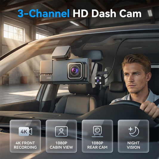 📹 50% RABATT! ✨ 3-Kanal-Dashcam in 1080p – Kamera für vorne, hinten & den Innenraum, mit Wi-Fi – Volle Rundumsicht, einfache App-Steuerung & zuverlässige Aufzeichnung für sicheres Fahren 🚗