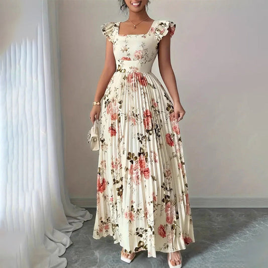 👗 50% RABATT! 🌺 Elegantes Blumenprint-Maxi-Kleid mit Plisseefalten – Romantisch, schmeichelhaft & perfekt für Frühling, Sommer & festliche Anlässe 💫