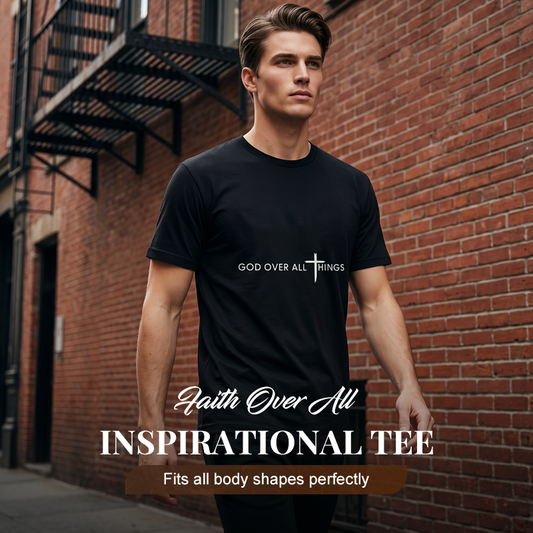 👕 50% RABATT JETZT! ✝️ Faith Over All Inspirierendes T-Shirt – Weiches Baumwollmaterial & aufbauende Botschaft – Perfekt für den täglichen Gebrauch oder als bedeutungsvolles Geschenk 🙏