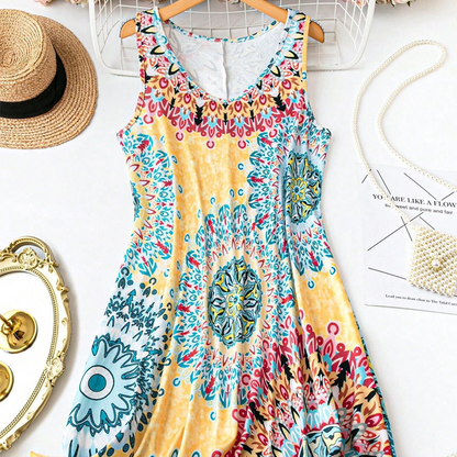 👗 50% RABATT! 🔥 Lockeres ärmelloses Sommerkleid im A-Linien-Schnitt mit Print – Leicht, luftig & perfekt für Strand, Reisen oder entspannte Tage in der Sonne ☀️