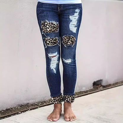 👖 50% RABATT! 🐆 Damen Skinny-Jeans mit Leopardenmuster & Used-Look – Stretch-Denim, figurbetont & wilder Stil – perfekt für ein selbstbewusstes Streetwear-Outfit oder coole Party-Looks 🔥