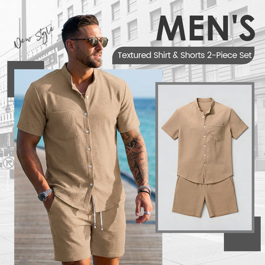 👕 50% RABATT! 🌴 Herren Strukturiertes Hemd & Shorts 2-teiliges Set – Leicht & atmungsaktiv – Perfekt für Strandurlaub, heiße Tage oder lässige Sommerabende 🩳