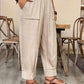 👖 50% RABATT! 🌾 Damen Leinen-Optik Freizeithose – Elastischer Bund, lockerer Schnitt & Taschen – Super bequem für Alltag, Reisen oder warme Tage – stilvoll & leicht 🤍✨