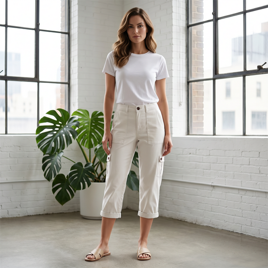 👖 50% RABATT! 👜 Damen Cargo-Caprihose mit Taschen – Lässiger Freizeitstil – Leicht, atmungsaktiv & praktisch – perfekt für Reisen, Spaziergänge oder entspannte Tage zu Hause 🌿