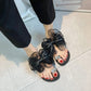 👡 50% RABATT! 🌸 Elegante Flachsandalen – Oversize Organza-Schleife & funkelnder Stein – Rutschfeste Sohle, 8 Größen, 4 Farben – perfekt für Strand & Stadt 🌊