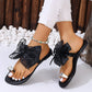 👡 50% RABATT! 🌸 Elegante Flachsandalen – Oversize Organza-Schleife & funkelnder Stein – Rutschfeste Sohle, 8 Größen, 4 Farben – perfekt für Strand & Stadt 🌊