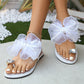 👡 50% RABATT! 🌸 Elegante Flachsandalen – Oversize Organza-Schleife & funkelnder Stein – Rutschfeste Sohle, 8 Größen, 4 Farben – perfekt für Strand & Stadt 🌊