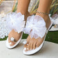 👡 50% RABATT! 🌸 Elegante Flachsandalen – Oversize Organza-Schleife & funkelnder Stein – Rutschfeste Sohle, 8 Größen, 4 Farben – perfekt für Strand & Stadt 🌊