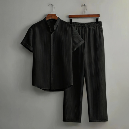 👔 50% RABATT! 🏆 Strukturiertes 2-teiliges Hemd- und Hosen-Set für Herren – Bequem, atmungsaktiv & vielseitig – Perfekt für Büro, Freizeit oder besondere Anlässe – stilvoller Look mit Komfort ✨🌿