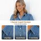 👚 50% RABATT JETZT! 💙 Damen Puffärmel Jeansbluse – Knopfleiste, Kragen & leicht – Atmungsaktive Baumwollmischung – romantisches Volumen & Alltagscharme für jeden Tag ✨