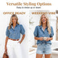 👚 50% RABATT JETZT! 💙 Damen Puffärmel Jeansbluse – Knopfleiste, Kragen & leicht – Atmungsaktive Baumwollmischung – romantisches Volumen & Alltagscharme für jeden Tag ✨