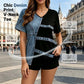 👚 50% RABATT! ✨ Damen-T-Shirt mit V-Ausschnitt & schickem Denim-Print – Leicht, atmungsaktiv & vielseitig – perfekt für Alltag, Freizeit oder lässige Bürotage – kombiniert lässigen Denim-Look mit bequemem Jersey-Stoff 🧵