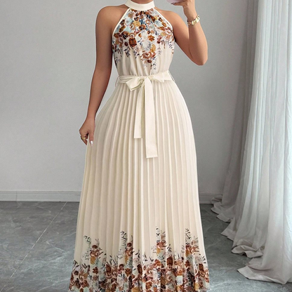 👗 50% RABATT! 🌸 Ärmelloses Halterneck-Blumenmaxikleid mit Plissee – Fließend & leicht – Perfekt für Strand, Sommerpartys oder romantische Ausflüge – elegant und bequem zugleich ✨