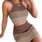 👗 60% RABATT! 🌊 Schickes Strickrock-Set mit Farbverlauf – Neckholder-Crop-Top & figurbetonte Passform – Gerippter Strick, perfekt für einen eleganten Sommer-Look oder besondere Anlässe ✨