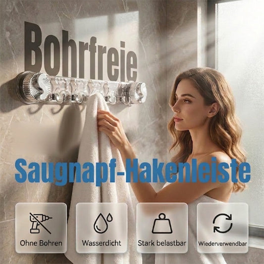 🧲 KAUFE 3, ERHALTE 1 GRATIS! ⏰ Minimalistische Hakenleiste mit Saugnapf – Bohrfrei & rostfrei – Starker Halt, perfekt für Küche, Bad oder Büro – rückstandslos entfernbar, wiederverwendbar 🚪