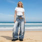 👖 60% RABATT! ✨ Damen Jeans mit asymmetrischem Bund & weitem Bein – Stretch-Denim & moderner Schnitt – Lässiger Streetwear-Look mit einzigartiger Silhouette – perfekt für einen individuellen Stil 🌟
