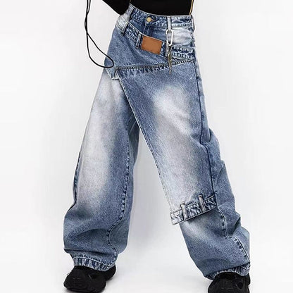 👖 60% RABATT! ✨ Damen Jeans mit asymmetrischem Bund & weitem Bein – Stretch-Denim & moderner Schnitt – Lässiger Streetwear-Look mit einzigartiger Silhouette – perfekt für einen individuellen Stil 🌟