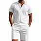 👕 50% RABATT! 💥 Herren lässiges Oberteil & Shorts 2-teiliges Set – Leinenmischung & Revers-Kragen – Elastischer Bund – perfekt für warme Tage, Strand oder Freizeit – bequem und stilvoll ✨🩳🌿