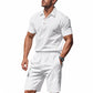 👕 50% RABATT! 💥 Herren lässiges Oberteil & Shorts 2-teiliges Set – Leinenmischung & Revers-Kragen – Elastischer Bund – perfekt für warme Tage, Strand oder Freizeit – bequem und stilvoll ✨🩳🌿