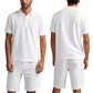 👕 50% RABATT! 💥 Herren lässiges Oberteil & Shorts 2-teiliges Set – Leinenmischung & Revers-Kragen – Elastischer Bund – perfekt für warme Tage, Strand oder Freizeit – bequem und stilvoll ✨🩳🌿