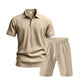 👕 50% RABATT! 💥 Herren lässiges Oberteil & Shorts 2-teiliges Set – Leinenmischung & Revers-Kragen – Elastischer Bund – perfekt für warme Tage, Strand oder Freizeit – bequem und stilvoll ✨🩳🌿