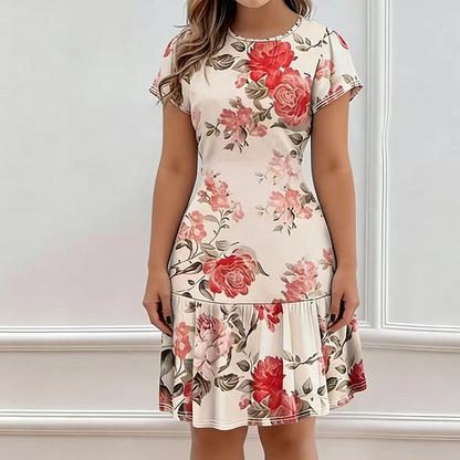 👗 50% RABATT! 🌸 Elegantes Damenkleid mit Blumendruck und Rüschenrock – Leicht & romantisch – Perfekt für Sommer, Gartenpartys oder einen femininen Look im Alltag – verspielt und luftig zugleich ✨